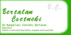 bertalan csetneki business card